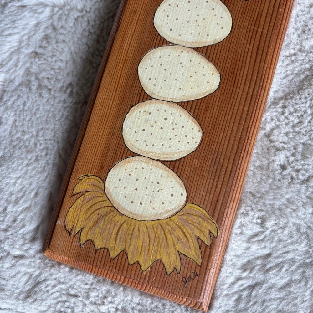 Farmhouse‎ Wood Wall Plaque Excellent Country Mother Hen Chicken Folk Art